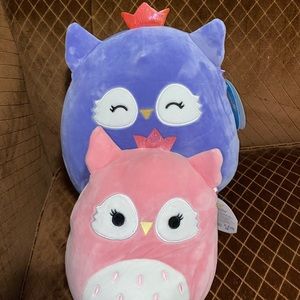 Squishmallow owl with crown Bri and Fania bundle